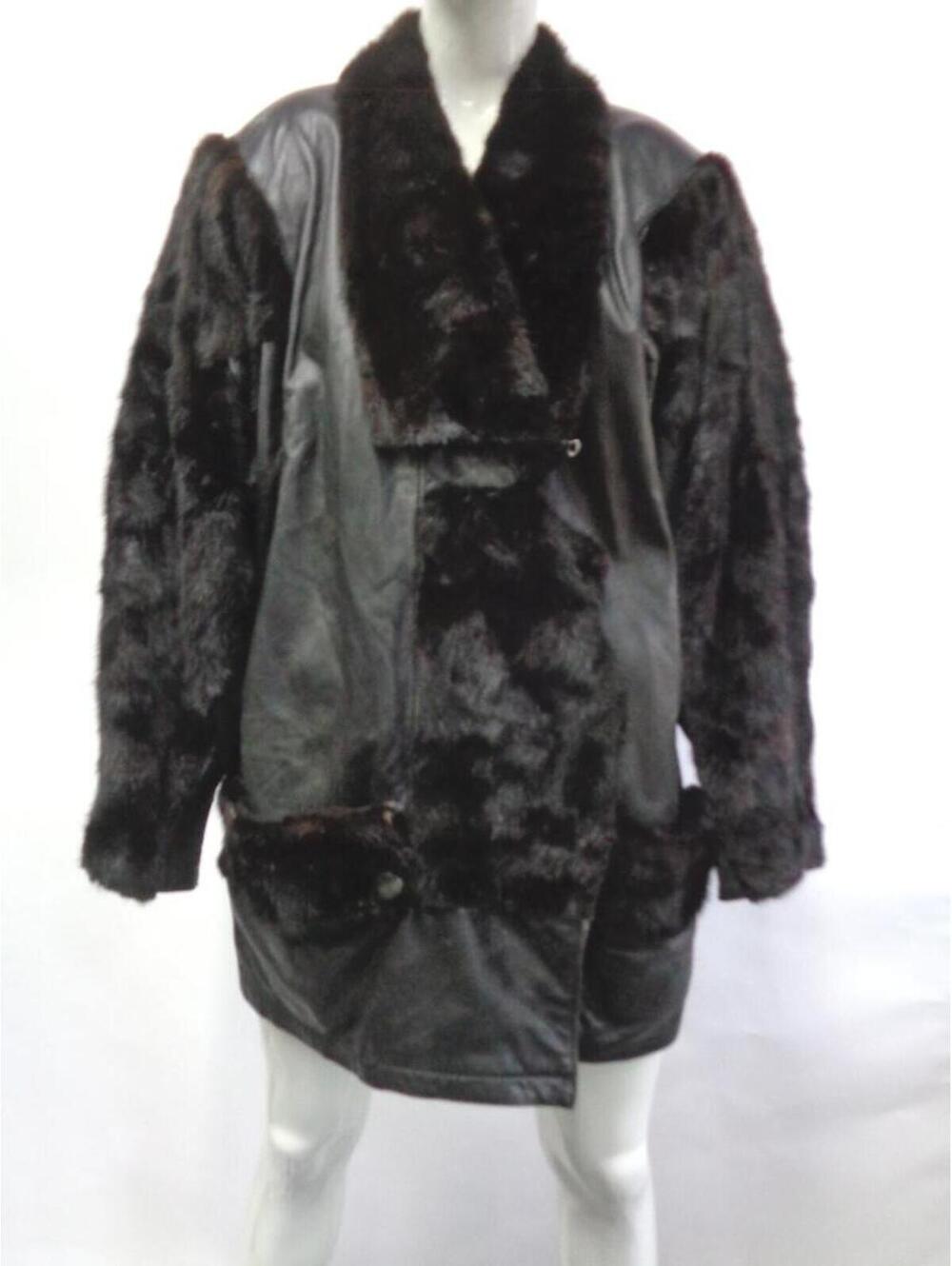 Scrap Item: Black Mink Fur & Leather Coat Jacket Size N/A